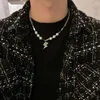 Choker hiphop coole hangende ketting voor mannen titanium stalen kralen ketting parel sleutelbeen mannelijke sieraden accessoires