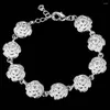 Link bransoletki hurtowy srebrny kolor kwiatowy łańcuch dla kobiet mężczyzn pani urocza szlachetna ładna bransoletka moda urok biżuterii prezent ślubny