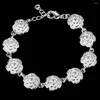 Bracelets à maillons couleur argent, chaîne à fleurs pour femmes et hommes, joli Noble, joli Bracelet à la mode, bijoux de charme, cadeau de mariage, vente en gros