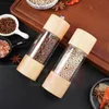 Mills Wooden Salt and Pepper Grinder Set With Shelf Manual Acrylic Visible Window Mill 6 Inches Shaker 231114