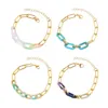 Déclaration perlée en acier inoxydable avec perles acryliques chaîne Bracelet pour femmes manchette Pulseras Bracelets bracelets bijoux de mode cadeaux L231114