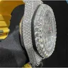 AP 10 estilos Moissanite Diamond Watch Iced Out Relógios Passe Diamonds Test Silver Case Amarelo Strap Top Quality Eta Cronógrafo Automático Mens Relógios de Pulso