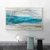 Målningar målningar abstrakt blå havsbilder handmålad oljemålning på duk oramad handgjord väggkonst för sovrum vardagsrum hem d