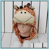 Cappelli da festa Plush Furt Cappello Animal Cappello carino Cartoon Dog Rabbit Cow Panda inverno Cappello caldo Decorazioni di Halloween Decorazioni Cosplay Accessorio Dhaqa