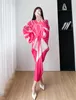 New Issey 캐주얼 주름 디자이너 패션 스타일 V- 넥 배트 슬리브 드레스 느슨한 홈 파티 캐주얼 다재다능한 겉옷 119