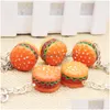 Anahtarlıklar kordonlar simation hamburger anahtarlık Keyfob Araba Telefon Çantaları için Yaratıcı Charm Kolye Moda Katılım Oyuncakları Dhgarden Dhs7f