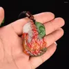 Pendant Necklaces Chinese Hand Carved Tiger Golden Silk Jadeite Coloured Chicken Blood Stone Flowering Strong Men's Amulet Dropship