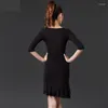 Stage Wear 2023 Latin Dance Dress Women Black / Red Sets Tops Skirt Tango Rumba Ballroom Fashion Modern Salsa Cha