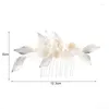 Grampos de cabelo Branco Casamento Floral Cerâmica Flor Pente Conjunto Mulheres Strass Cristal Europeu Nupcial Headdress