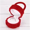 Smyckeslådor Kvinnor Box Rose Flower Borge Design Finger Ring Earring Display Storage Case Decoration Organisera Drop Dhgarden Dhtmu