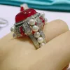 Cluster Rings Kqdance Luxury 925 Sterling Silver Large Oval Cut 13 18mm Ruby Red Pearls Gemstone High Carbon Diamonds Ring Women Fine Fine