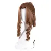 パーティー用品FF VII 7リメイクAerith Gainsborough Brown Wavy Ponytail Long hat耐火合成髪ハロウィーンコスプレウィッグキャップ