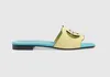 Ciabatte Designer Pantofole Uomo Donna Sandali Fiore Rosso Verde Blu Home Living Slide Stampa Slides Infradito Summer Beach Piattaforma piatta da donna