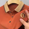 Polo da uomo Autunno Inverno Uomo Polo Manica lunga Uomo Colletto rovesciato T-shirt Ricamata Taglie forti Magliette casual