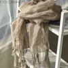 Scarves 100% Linen Solid Color Stripe Scaves With Tassel Summer Spring Women Men Fashion Shls Large Size Wraps 70X200CM YQ231114