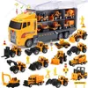 Gegoten modelauto's 13 in 1 constructiespeelgoed Vrachtwagen Gegoten voertuig Transporter Autoset Graafmachine Kipper Graafmachine Graafmachine voor jongens Kinderen GeschenkenL231114