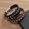 Charm Bracelets European And American Vintage Men's Leather Bracelet Fashion Rivet Pyramid Band Ornament Wholesale