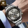 Wristwatches OLEVS Automatic Watches Waterproof Stainless steel Luminous Month Phase Date Watch for Men Luxury Brand Wristwatch Mechanical 231113