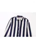 Women's Blouses YENKEY 2023 Women Vintage Striped Satin Loose Shirt Long Sleeve Front Button Female Casual Blouse Chic Blusas Mujer