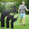 Other Golf Products 3Pcs Black Golf Head Covers Driver 1 3 5 Fairway Woods Headcovers Long Neck Knit Protective Covers Fits Golf Club Headcover 231114