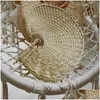 Inne fani Home Garden Hand Made Fan Rattan Dekoracja na wesele naturalny liść palmowy tkany dekoracje ścienne ozdoby wiejskie upuszczanie dh9kh