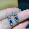 Saplama küpeleri kjjeaxcmy ince mücevher 925 Gümüş kakma doğal taş Sapphire Ear Studs Lüks Bayanlar Destek Testi