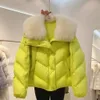 Kurzer, lockerer und schmaler Mantel aus 90 % weißer Entendaunen, High-End-Fox-Jacke mit großem Kragen für Damen, 231113