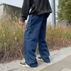 Herren Jeans Blau Baggy Cargo Herrenmode Übergroße Tasche Herren Japanische Streetwear Hip-Hop Lose Gerade Jeanshose