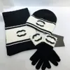 Hats Scarves Gloves Sets High quality wool trend hat scarf set top luxury hats men women fashions channellace-up designer cashmere scarfs gloves suitable for winter