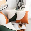 Oreiller Croker Cheval 45x45cm Couverture de Jeté - Cuir Pu avec Fourrure Style Designer Couch Sofa Covers Salon