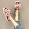 Gai Bow Tie Women Summer Summer Indoor Home Sandals الأزواج الحمام شرائح غير قابلة للانزلاق ناعمة النعال الناعمة Femme 230414