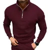 Felpe con cappuccio da uomo Top morbido ed elegante pullover in pile antivento colletto alla coreana chiusura con cerniera polsini elastici ideali per l'autunno