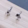 Orecchini a bottone in argento sterling 925 astronauta spaziale a forma di razzo fibbia per orecchio moda asimmetrica piccoli gioielli da donna EH057