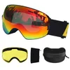 Lunettes de ski LOCLE Double couches lunettes de Ski Anti-buée UV400 lunettes de Ski sphériques Ski neige Snowboard lunettes lunettes de Ski lentille éclaircissante 231113