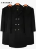 Vestes pour hommes Manteau en laine noire Manteau à double boutonnage classique de couleur contrastée Doudoune détachable Jeunesse britannique 231113