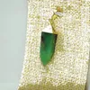 Pendant Necklaces Gold Plated Natural Green Chrysoprase Stone Point Charms Jade Energy Rough Square Healing Cherry Girl As Gifts