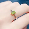 Cluster Rings Natural Olivine Ring Simple And Exquisite Women's 925 Sterling Silver Store Promotion