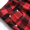 Męskie dżinsy mężczyźni Brytyjski styl Plaid Mens 2023 marka mody Slim Denim Pants Biker Hip Hop Casual Elastyczny talia drukowane spodnie