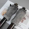 Fünf Finger Handschuhe Winter Nerz Pelz Handschuhe für Frauen Echtpelz 20CM Mode Elastizität Echte Handschuh Gestrickte Nerz Fingerlose 231114