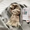 Lenços outono inverno cashmere mulheres lenço sólido elegante feminino viagem all-match xales grosso cobertor pashmina senhora bufanda