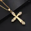 Chains Hiphop Cross Pendant Necklace For Women Jewelry Female Statement Men Iced Out Chain Wholesale Gold Color Jewellery