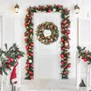 Dekorativa blommor 20 cm LED Julkrans Artificial Pinecone Red Berry Tree Wall Door Hängande ornament Dekorationer Fram Xmas Garl G2D1