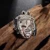 Pendant Necklaces Full Set Hip-Hop Rapper Boy Portrait Necklace Crystal Fashionable And Cool Men's Jewelry Gift