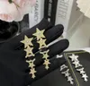 Top Quality 18K Gold Plating Earrings High End Designer Brand Double Letter Earring Geometry Star Crystal Rhinestone Ear Stud Womens Girl Wedding Jewelry Accessory