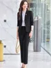 Calças femininas de duas peças ternos de negócios formais mulheres escritório profissional blazers pantsuits calças conjunto moda carreira entrevista trabalho wear