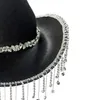 Berets M2EA Cowboy Hat For Girls Rhinestones Fringe Glitter Rave Cowgirl Cute Birthday Party Costume Accessories