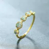 Wedding Rings Minimalist Female White Opal Small Stone Ring Vintage Bridal Round Engagement Charm Gold Color Thin For Women