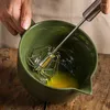 Tigelas misturando tigela cerâmica copo de medição de ovo com guia de alça drenagem de ponta de cozimento doméstico