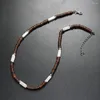 Chains Men'S Necklace Natural Coconut Beads White Shell Black Stone And Wooden Bead Surfer