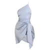 Sukienki zwyczajne rozciąganie sukienki dla kobiet w lecie kobiet nieregularny pasek na ramion Slim Satynowe białe tuniki
